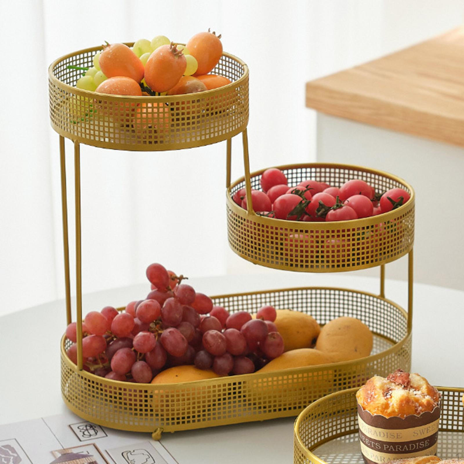 

Трехъярусная фруктовая корзина, металлическая проволочная полка для столешницы на кухню для лука L