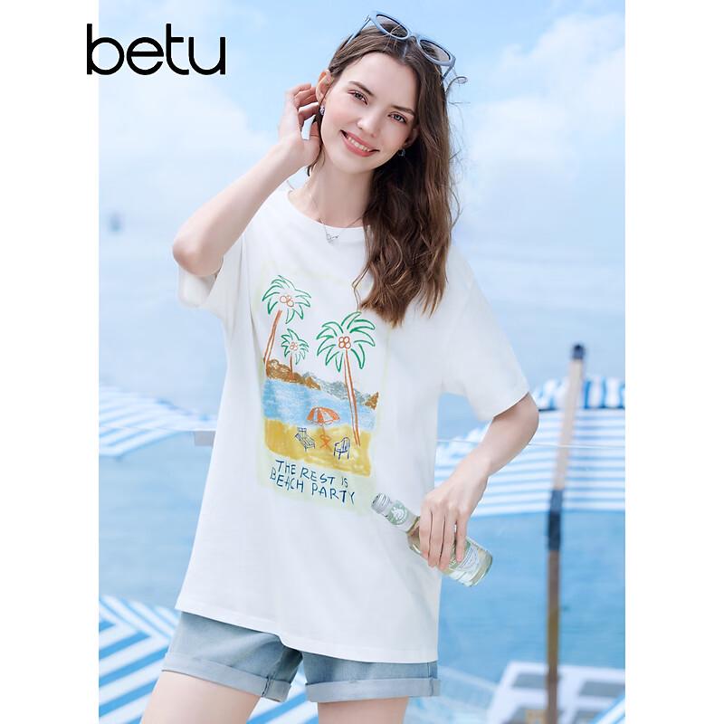 Betu Women s Resort Style Drop-Shoulder Cotton T-Shirt S