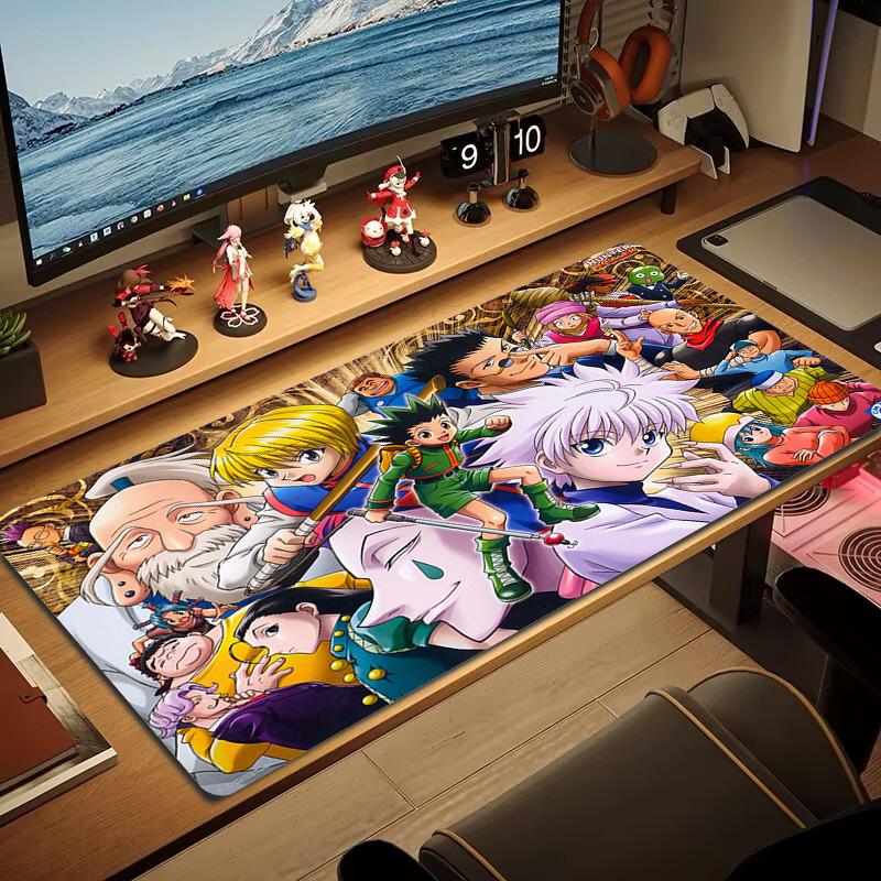 Tappetino per Mouse Anime Hunter x Hunter Grande Cuscino per Tavolo da Gioco Antiscivolo per Laptop Tablet Mousepad Grande Tappetino XXL Mini PC Playmat Con bordo bloccato