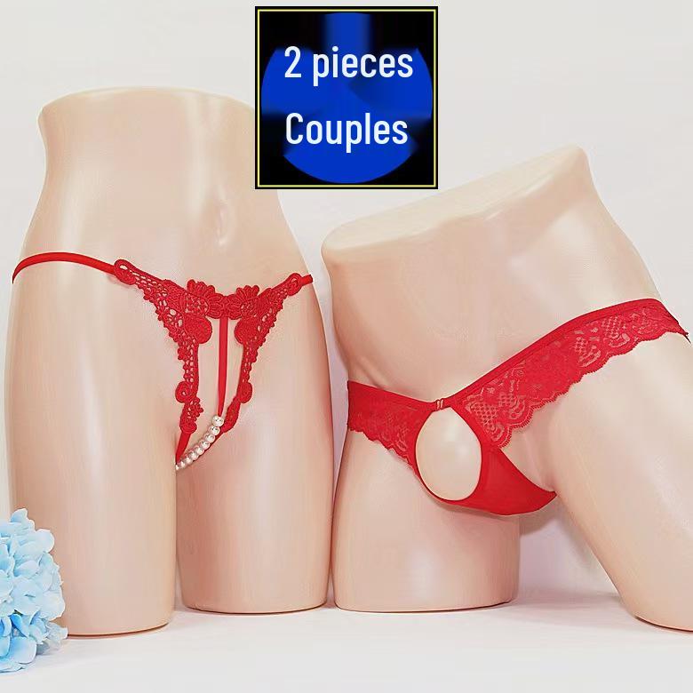 Flirty Couples Underwear - Matching Fun & Playful Designs with Open Crotch Feature.