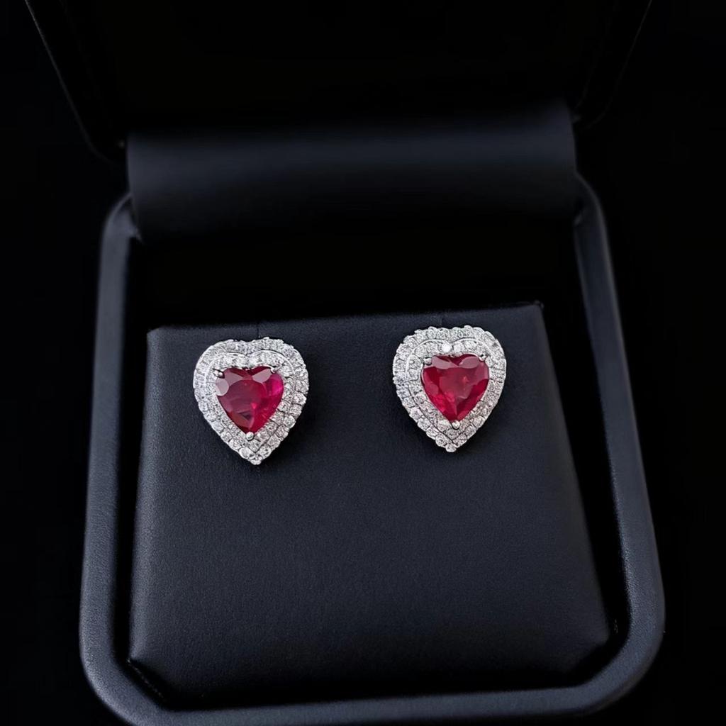 Fashion Love Necklace Imitation Classic Heart Of The Ocean Sapphire Jewelry Set Women'S Ring Stud Earrings Pendant