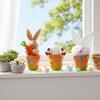 Cartoon Rabbit Holding Carrot Ornament Realistic Country Retro Style Easter Bunny Statue Handmade Flower Pot Ornament