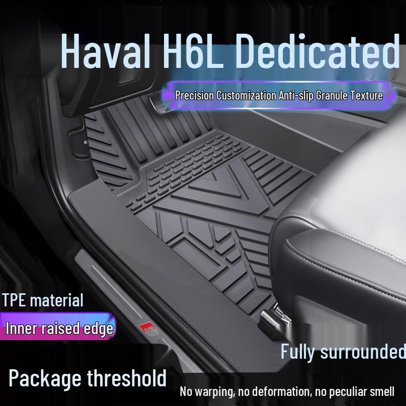 Haval H6L TPE Full Coverage Waterproof Floor Mats with Door Sill Protection Double Layer Luxury: TPE Mats + Gray Starry Carpet