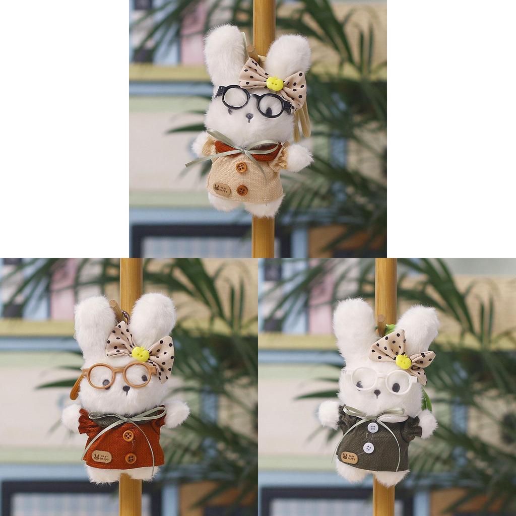 Plush Bunny Keychain With Cartoon Glasses For Bag Decor And Gifts