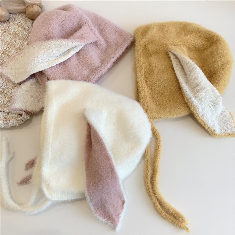 Cute Bunny Baby Hat Long Ears Infant Girls Soft Plush Warm Cap Autumn Winter Kids Toddler Beanie Earflap Hats