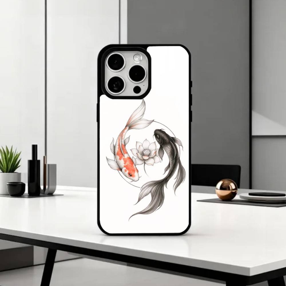 Y-Yin Yang Koi Fish Zen Art   Phone Case For iPhone17,16,15,14,13,12,11 Plus,Pro Max Magnetic For Magsafe Wireless Charging