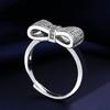925 Sterling Silver Korean Fashion Bowknot Cubic Zirconia Adjustable Full Paved Ring for Women Cross Border Hand Jewelry in Stock
