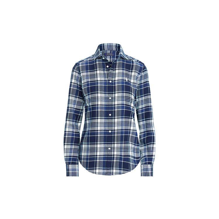 Polo Ralph Lauren SS22 Plaid Long Sleeve Shirt Women shirts Navy-Blue WMPOSHTNDO20229-410