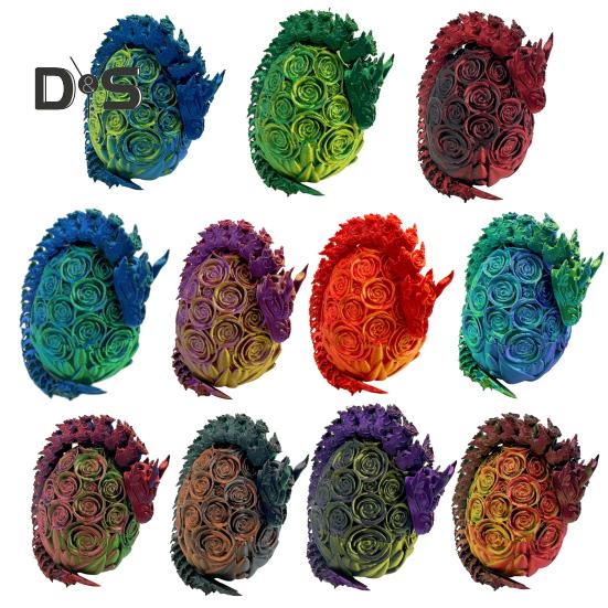 3D Printed Rose Dragon Articulated Dragon with Egg Flexible Rose Dragon with Movable Joints Desktop Stress Relief Toy for Home Office School