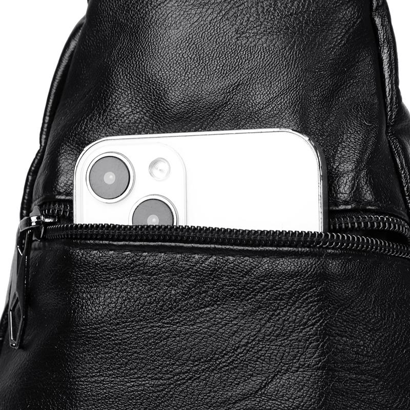 Chest Bag Women's Soft Leather Shoulder Bag Vintage Crossbody Bag