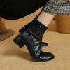 New Winter Round Toe Women Boots Chunky Heel Women Shoes Retro Western Boots Ankle Boots Leather Chelsea Shoes
