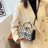 Autumn new popular bag women's checkerboard fashion texture shoulder messenger bag versatile fashion small square bag