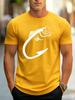 Fashion Fishing Pattern Printed T-shirt Funny Fish Graphic T Shirt Summer Casual Crew Neck Short Sleeve Street Tops