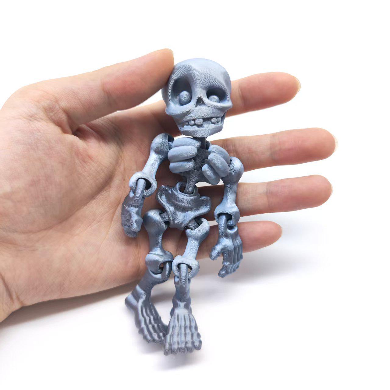 3D Printed Movable Skeleton Man Refrigerator Magnet - Halloween Decoration Model 12cm