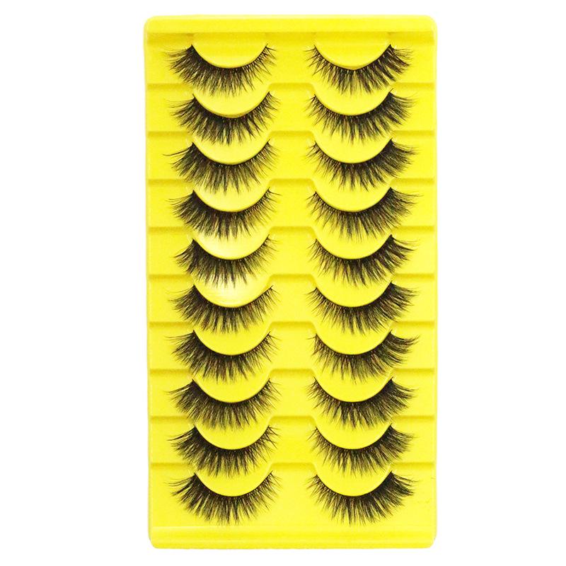 European Natural 3D False Eyelashes with Curled Stiff Stem - Dense, One-Piece Whole Strip