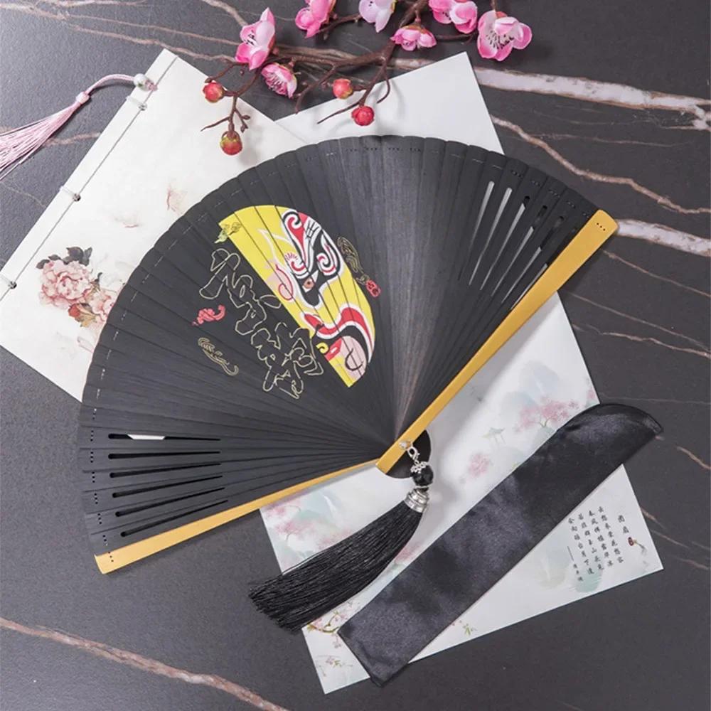 Chinese Style Japanese Classical Folding Fan Black Ancient Style Women's Folding Fan Portable Handmade Hand Fans Home Decoration
