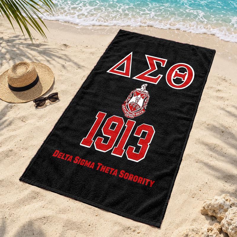 Delta Sigma Theta 1913 Microfiber Beach Towel Quick Dry Sand Free Lightweight Beach Towels for Travel Swimming Camping