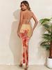 2026 European & American Women's Printed Long Skirt Split Bikini Three-Piece Swimsuit