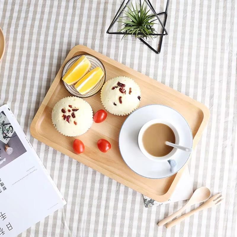 Wooden Tea Tray Desktop Rectangular Wooden Tray Creative Restaurant Cake Dessert Plate Multifunctional Bamboo Tea Tray Tableware