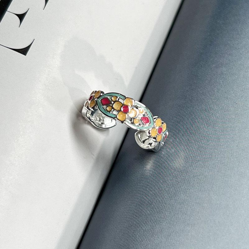 Court style ring women's new Chinese Hanfu accessories color enamel gourd personality niche design ring