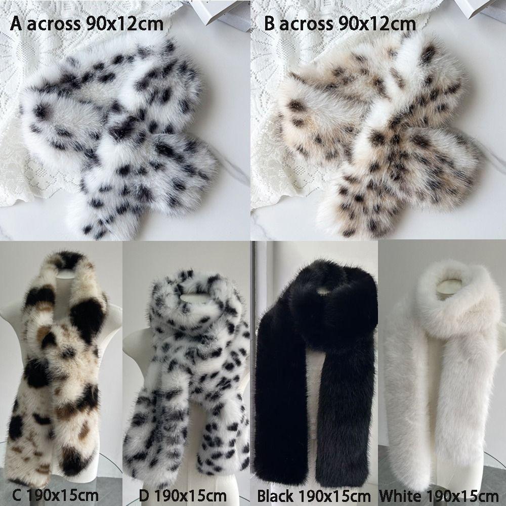 Soft Plush Scarf Thickened Leopard Print Scarf Warm Winter Scarf  For Women