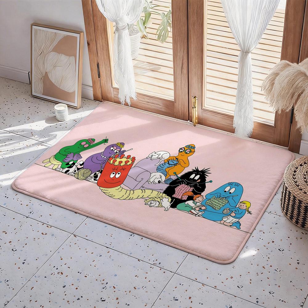 Tappetino da Pavimento Ecologico Barbapapa Cartone Animato - Zerbino in Flanella Antiscivolo Inodore Tappeto da Interni Morbido a Pelo Corto Tappetino per la Casa