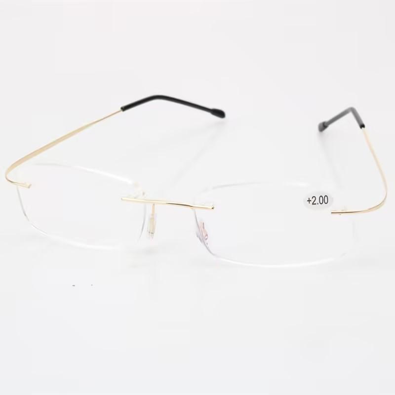 High definition memory ultralight business alloy reading glasses men and women trimmed rimless glasses reading glasses anti-blue light mirror metal