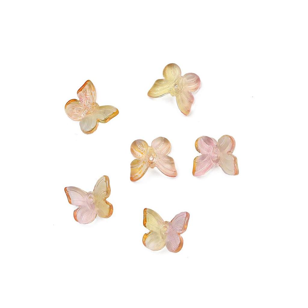 11x9,5mm 10pcs/saco contas de borboleta coloridas de vidro faça você mesmo pulseira colar brincos acessórios de joias