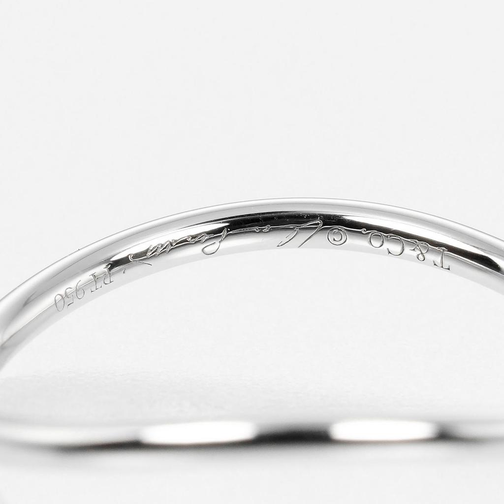 TIFFANY&Co. Wave single low Ring Pt950Platinum/diamond #3.7(US Size) 1.4g Women Used