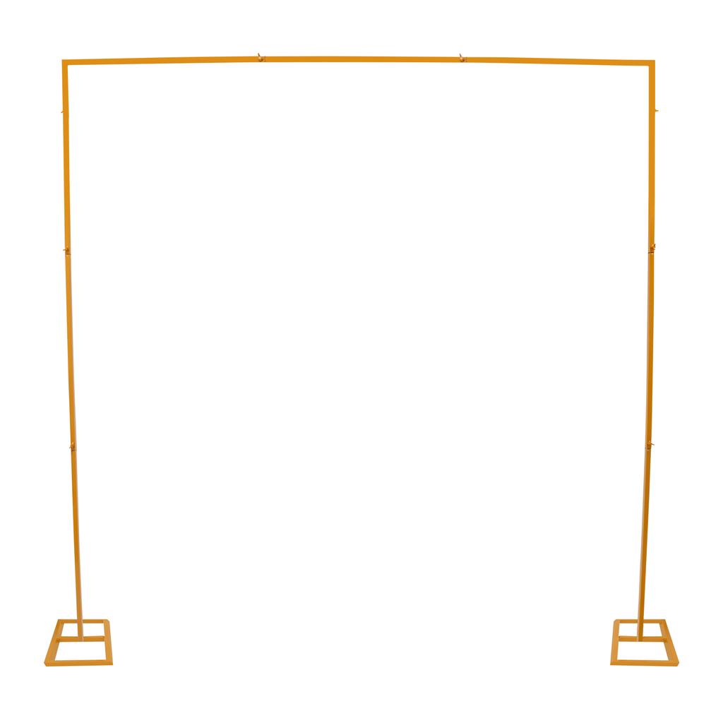 2.4x2.4M Gold/White Wedding Backdrop Stand Square Garden Arch for Weddings, Birthday Parties Decoration