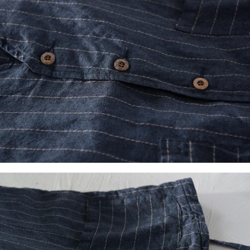 Gilet da Uomo Stile Inghilterra Moda Estiva Gilet da Uomo Traspirante Casual Top Scollo a V Senza Maniche a Righe Sottili Cotone Lino Giacca con Bottoni