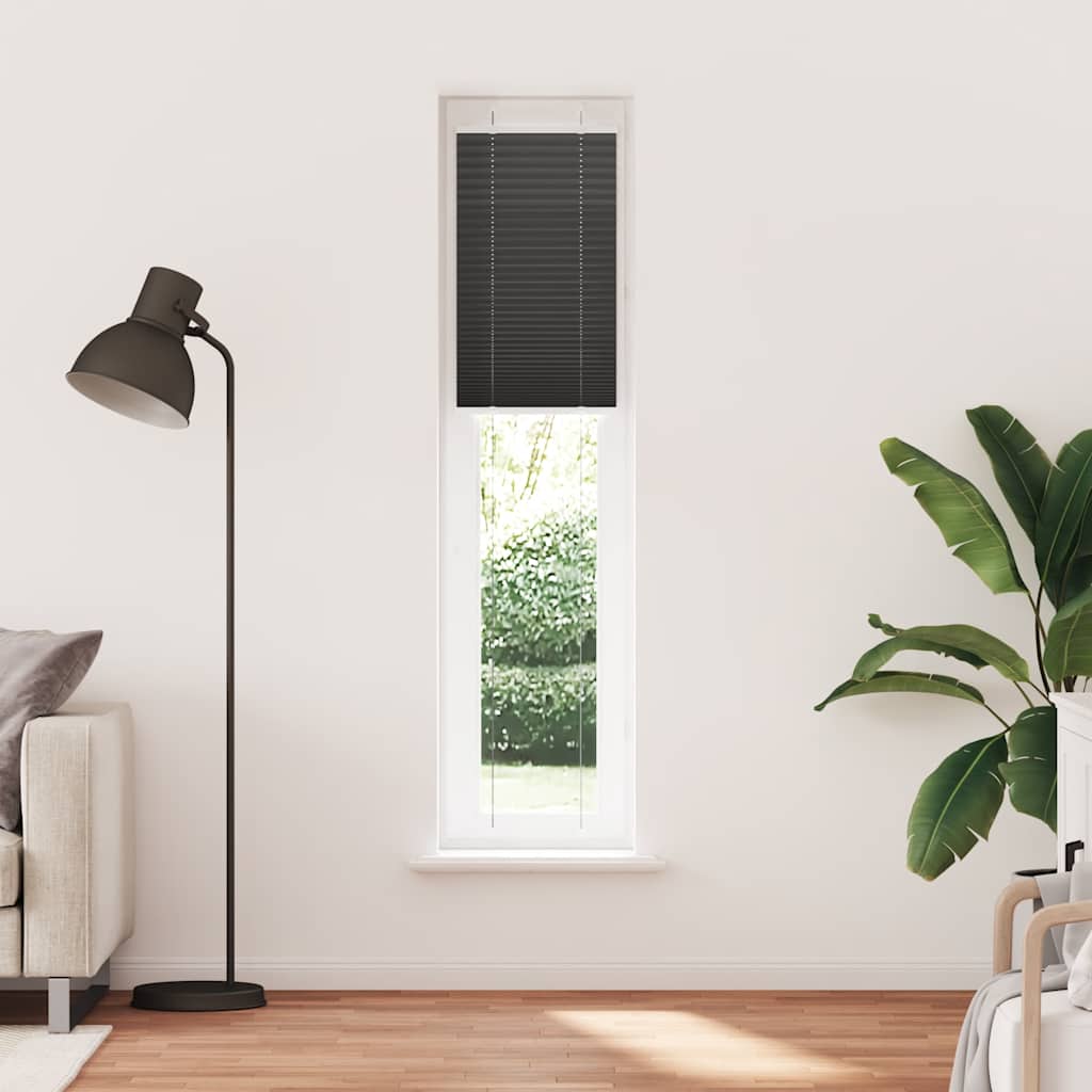 Roleta Plisowana Czarna 45X200 Cm Szerokość Tkaniny 44,4Cm