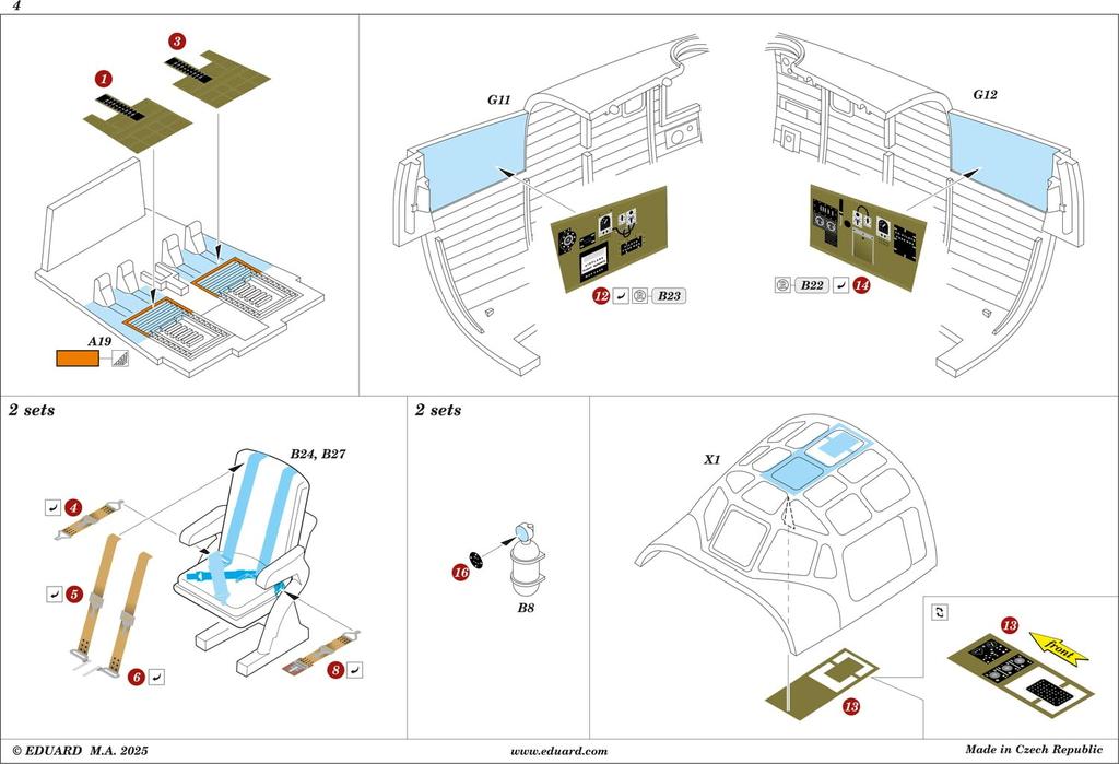 Eduard 1/72 Space B-24D Interior 3D Decal with Etching Parts Set (for Airfix) Plastic Model Decal EDU3DL72075 (Airplane)