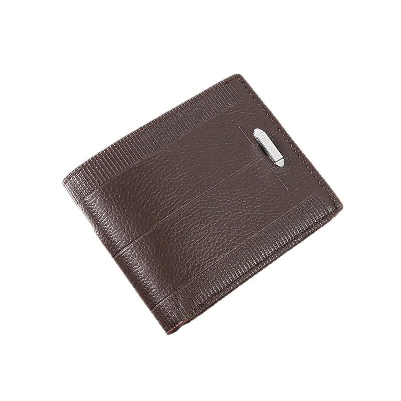 Men's Slim Bifold Wallet - Short Style, Multi-Card Slots, Casual Leather Money Clip