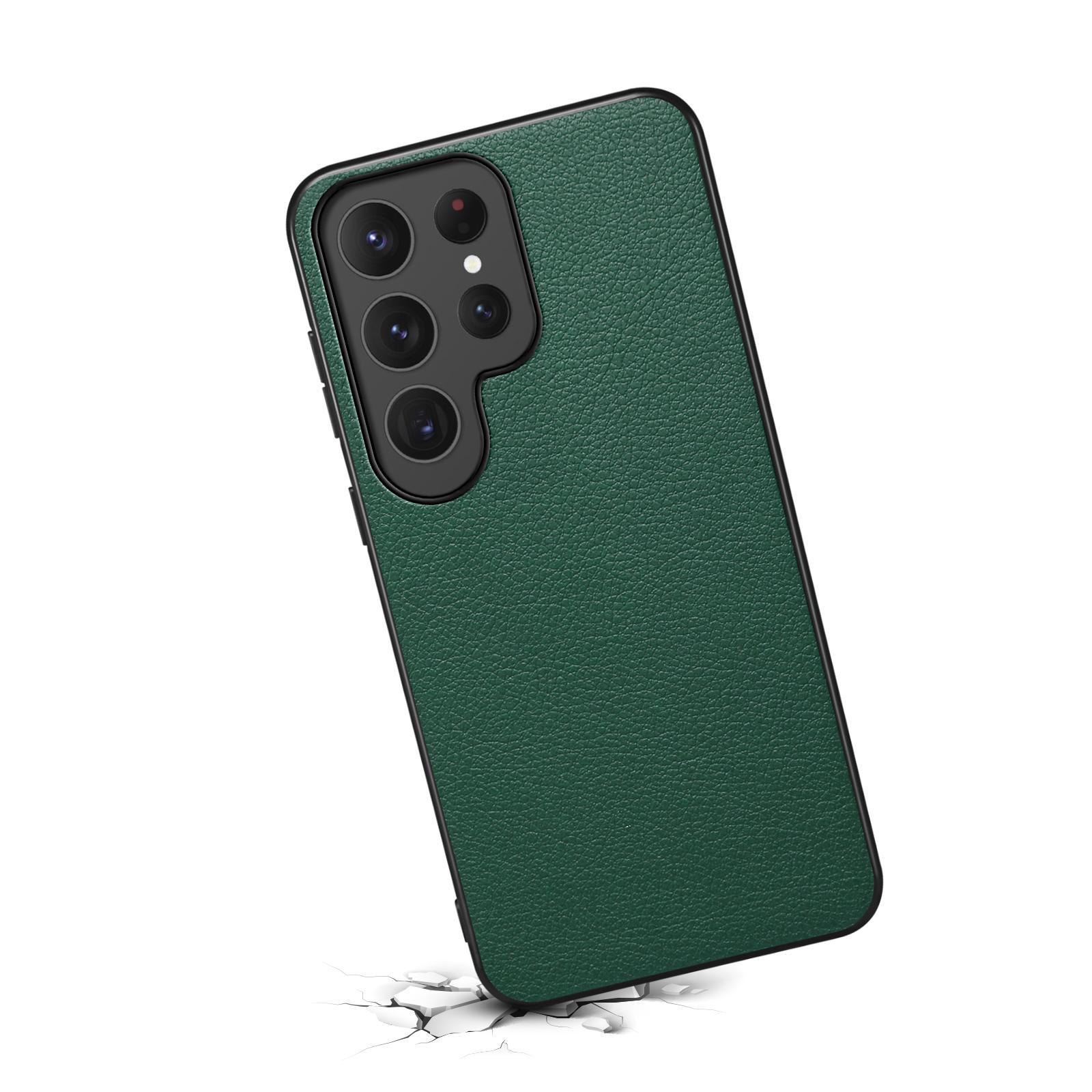 

For Samsung Galaxy S23 Ultra Case Calf Texture PU Leather Drop-proof Phone Shell Black