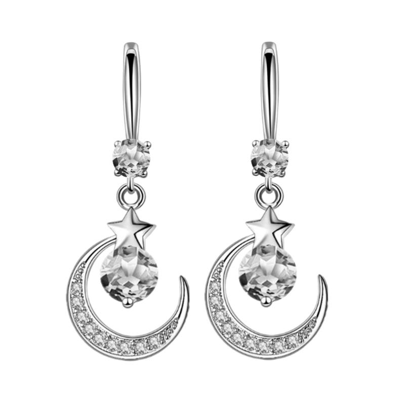 Drop Earrings Moon and Star Charm Earrings Girl Accessories Fashion Females Ear Jewelry Suitable for Party Daily Wear