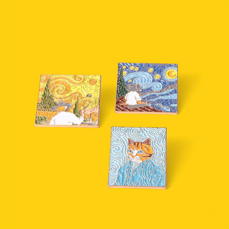 Versatile Metal Pins With Unique Oil Painting Designs For Fashionable Brooch Accessories