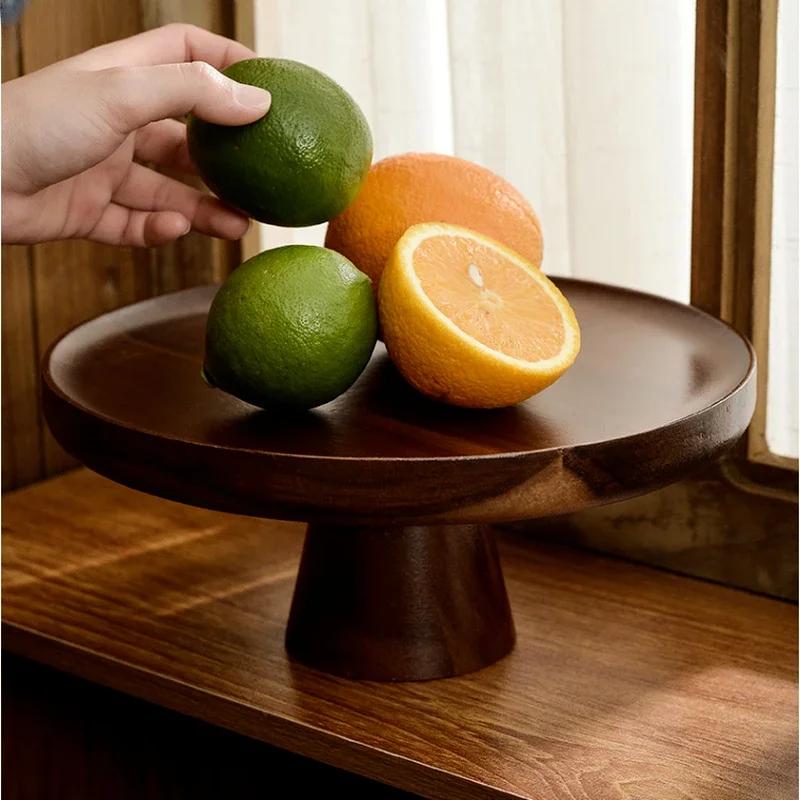 Walnut Color Solid Wood Cake Tray Ins Style Household Living Room Sum Dish Dessert Table Display Frame Wood Fruit Tray