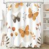 Elegant Butterfly Bathroom Shower Curtain Autumn Leaves Decor Fabric Bath Mat Set For Home Decoration (Black)
