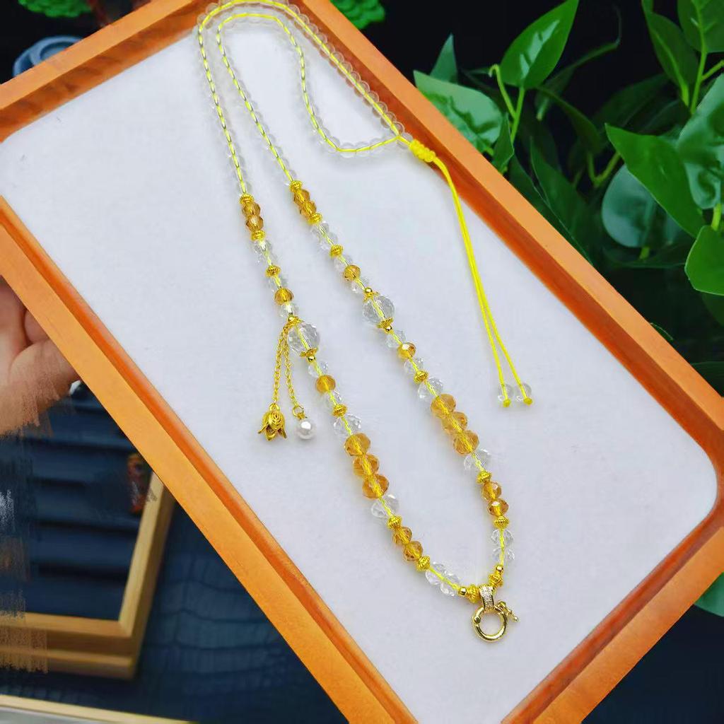Universal Crystal Bead Chain Necklace with Buckle for Thai Amulets, Thangkas, Dzambhala, or Nine-Tailed Fox.