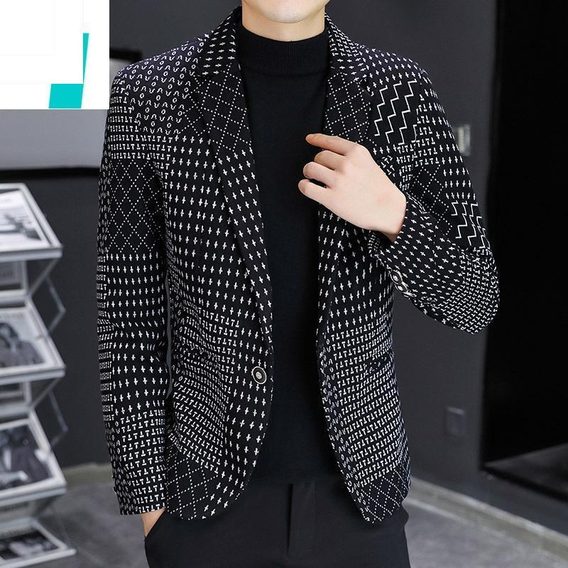 

Пиджак мужской, весенне-осенний, корейская версия, трендовый, повседневный утепленный одиночный костюм, топ, модный брендовый облегающий зимний костюм, маленький костюм