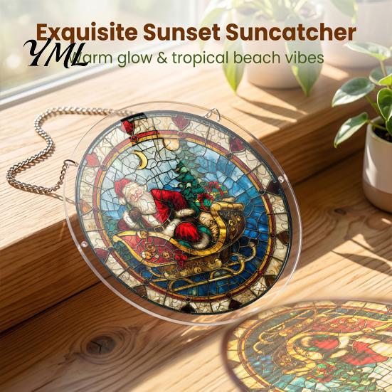 Translucent Puzzle Art Christmas Acrylic Suncatcher, Holiday Tree Snowman Stockings Red Bird Sun Catcher Pet Lover Gift Idea Kit for Adults,