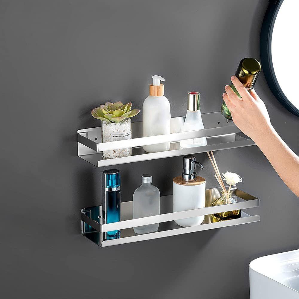 

Настінне кріплення Spice Steel Організатор міцний плаваючий полиці миється кошик для зберігання дверей шафи 20cm/7.87in срібний