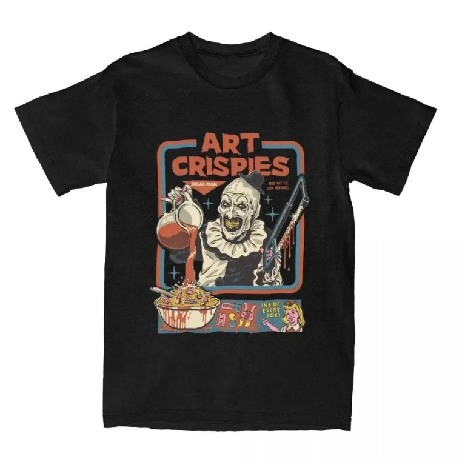 

Art Crispies Terrifier Clown Shirt Apparel Men Women s Pure Cotton Fashion Retro Horror Tee Shirt Clothes Graphic Printing style XXXXXL чёрный