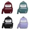 Print Letter Fashion Backpack With 16in Laptop Compartment Breathable For School