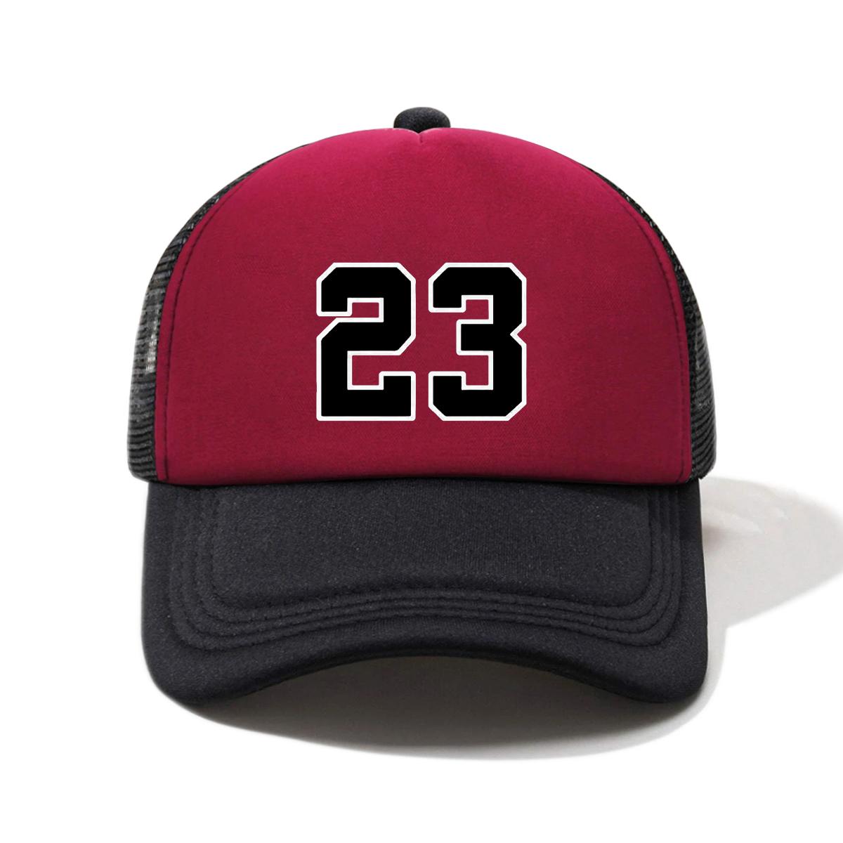 

1 шт. шляпа с принтом 23 , из губки и сетки, модный уличный аксессуар, регулируемый размер, подходит как для мужчин, так и для женщин красный