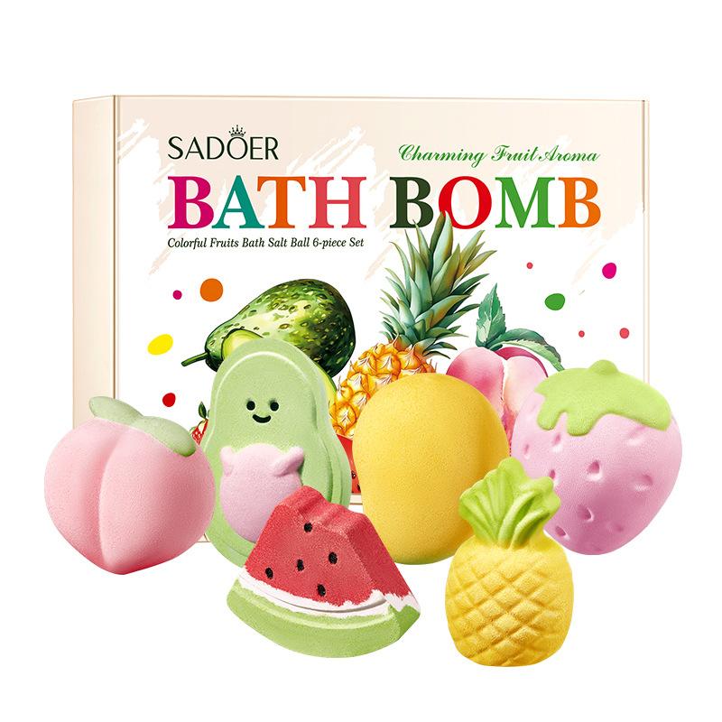 Colorful Fruit Bath Salt Ball 6-piece Set, Cleansing Body Fragrance Bath Salt Ball Skin Care Products 6-piece set