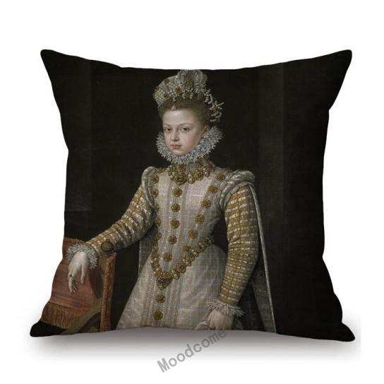 Royal Court Portrait Oil Painting Duchess Princess Ladyship Home Decoration Art Sofa Cotton Linen Throw Pillow Cushion Cover