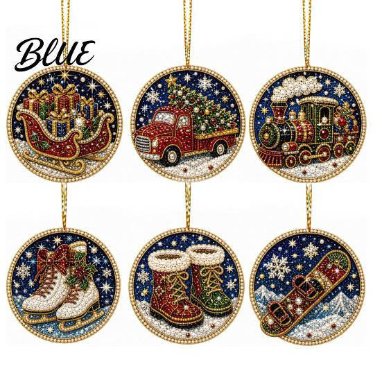 2D Acrylic Santa Flat Holiday Pcs Pearl Christmas Ornaments 6 Art Ornaments Tree Pendant Creative Effect Hanging Decoration for