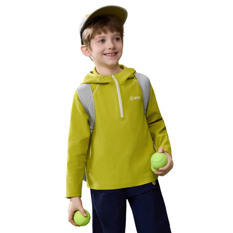 ASK JUNIOR Boys Quick-Dry Waffle-Knit Hooded Cardigan Jacket 130